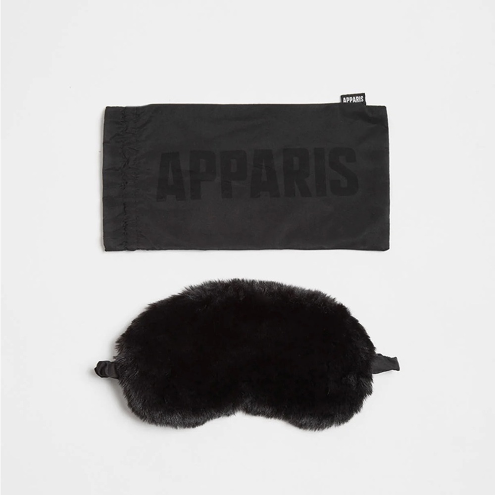 Apparis Naya Black Faux Fur & Satin Soft Sleep Mask in Black